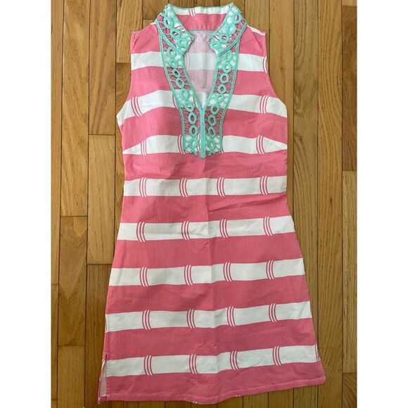 Sail to Sable STS Women's Pink And White Striped Sleeveless Dress V-Neck Size S - Picture 2 of 6